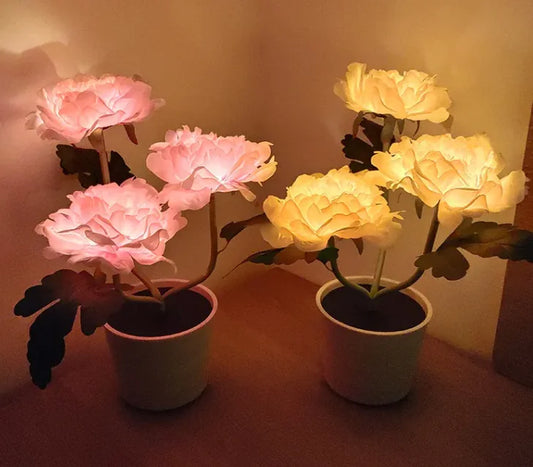 Solar Powered LED Peony Plant Lamp